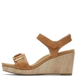Rockport Wedges|Women's , Briah II Two Band Sandal Brown