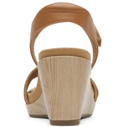 Rockport Wedges|Women's , Briah II Two Band Sandal Brown