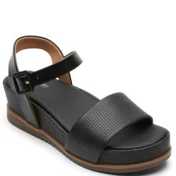 Rockport Wedges|Women's , Delanie Sandal Black