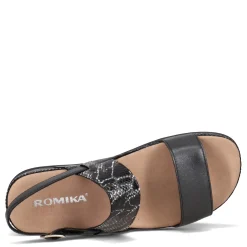 Romika Sandals|Women's , Fidschi 67 Sandal Black Snake Print