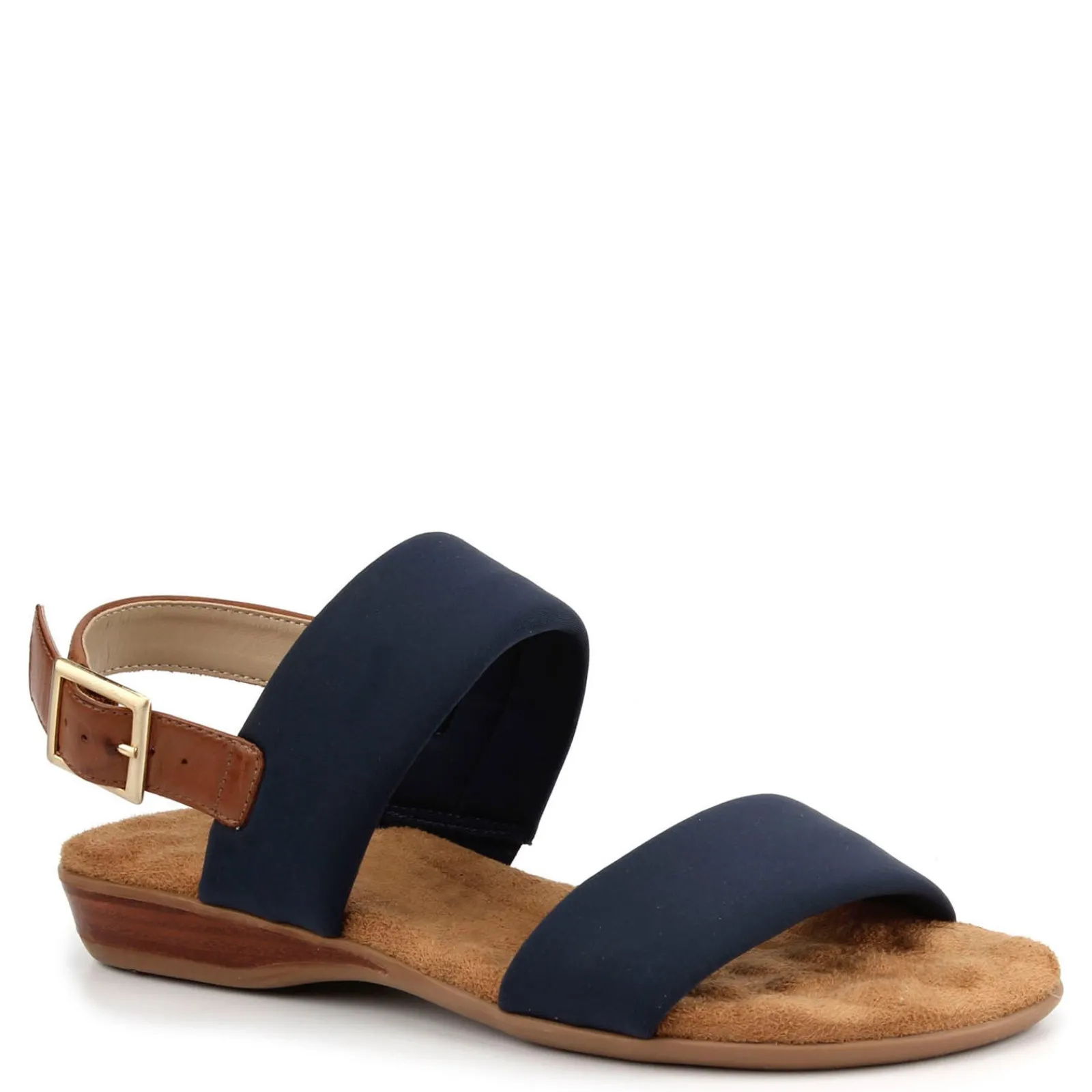 Ros Hommerson Sandals|Women's , Cabana Sandal Navy Fabric/ Tan Leather