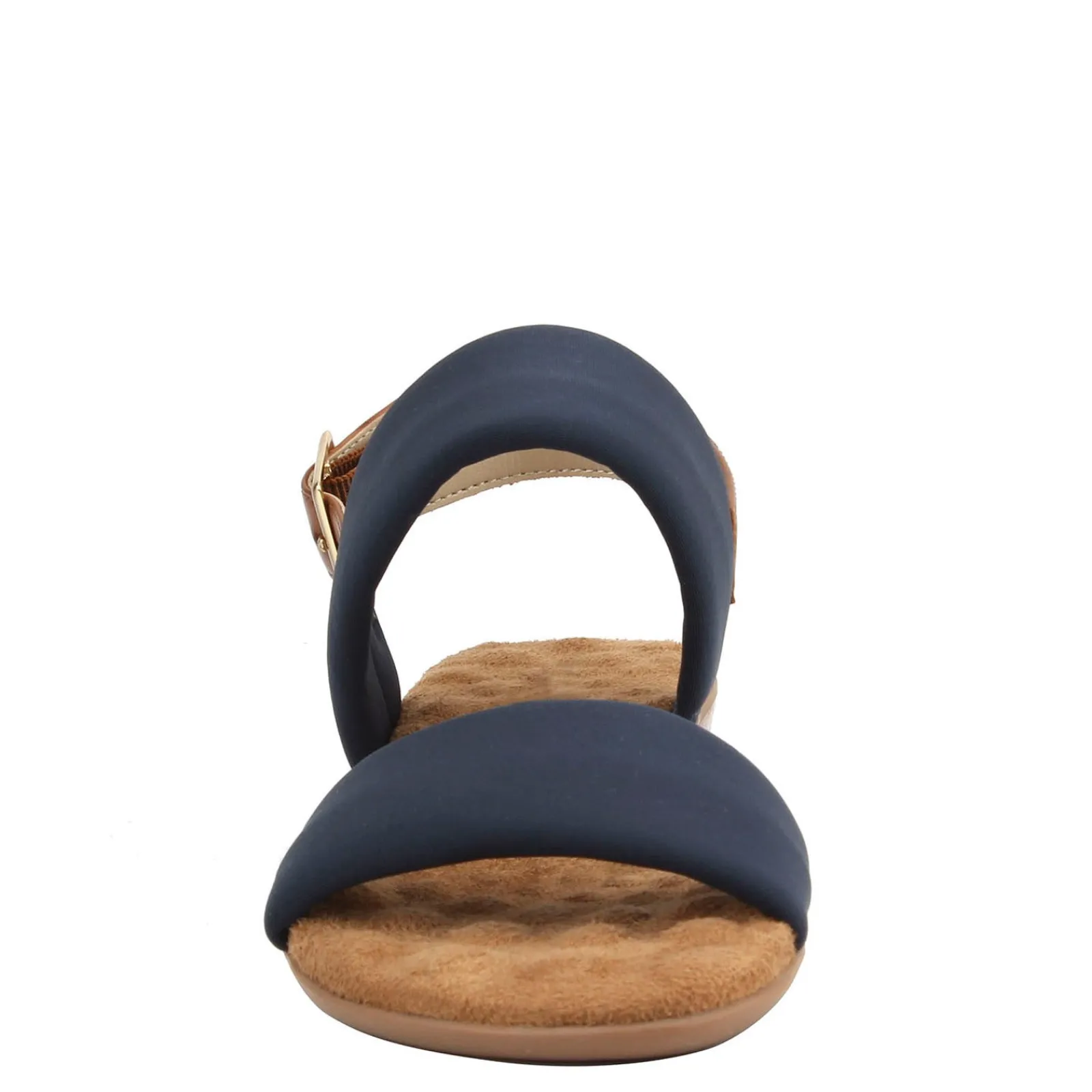 Ros Hommerson Sandals|Women's , Cabana Sandal Navy Fabric/ Tan Leather