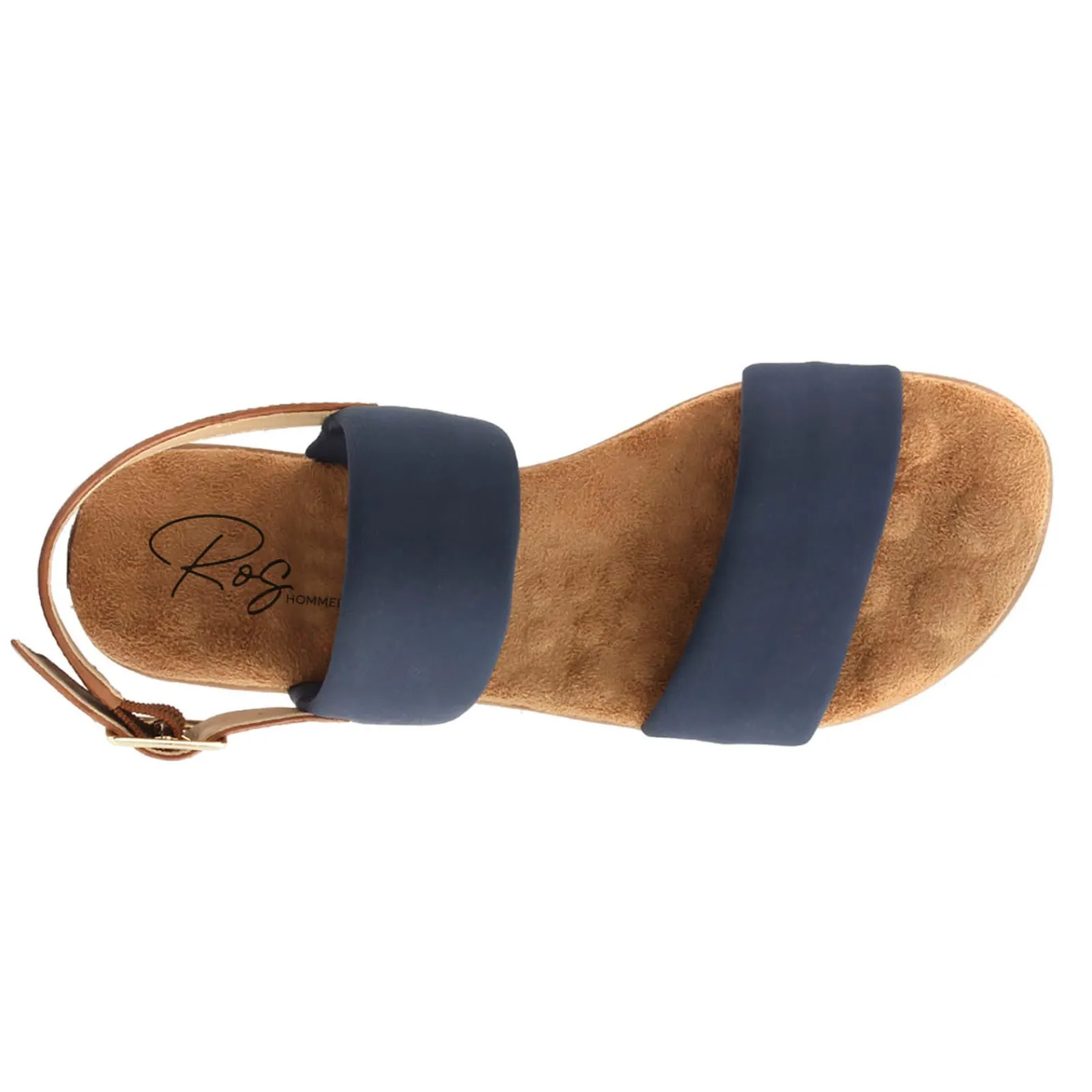 Ros Hommerson Sandals|Women's , Cabana Sandal Navy Fabric/ Tan Leather