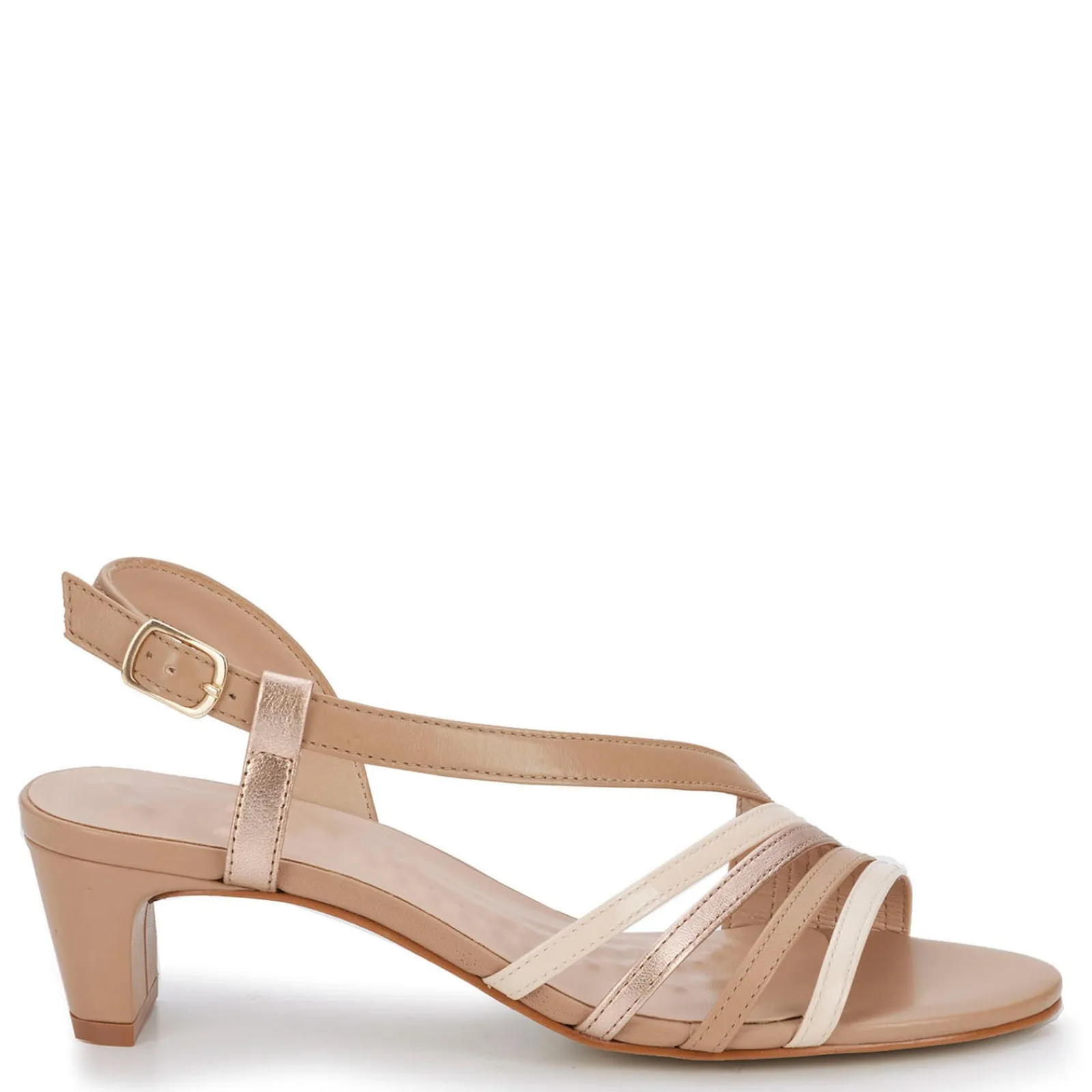 Ros Hommerson Pumps & Heels|Women's , Lettie Sandal Rose Gold Metallic Leather