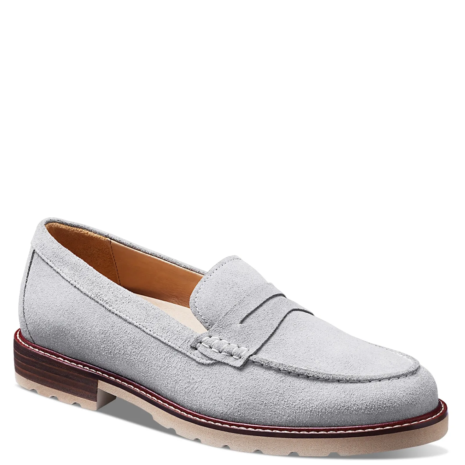 Samuel Hubbard Slip-On Shoes|Women's , Tailored Traveler Loafer Light Grey Suede