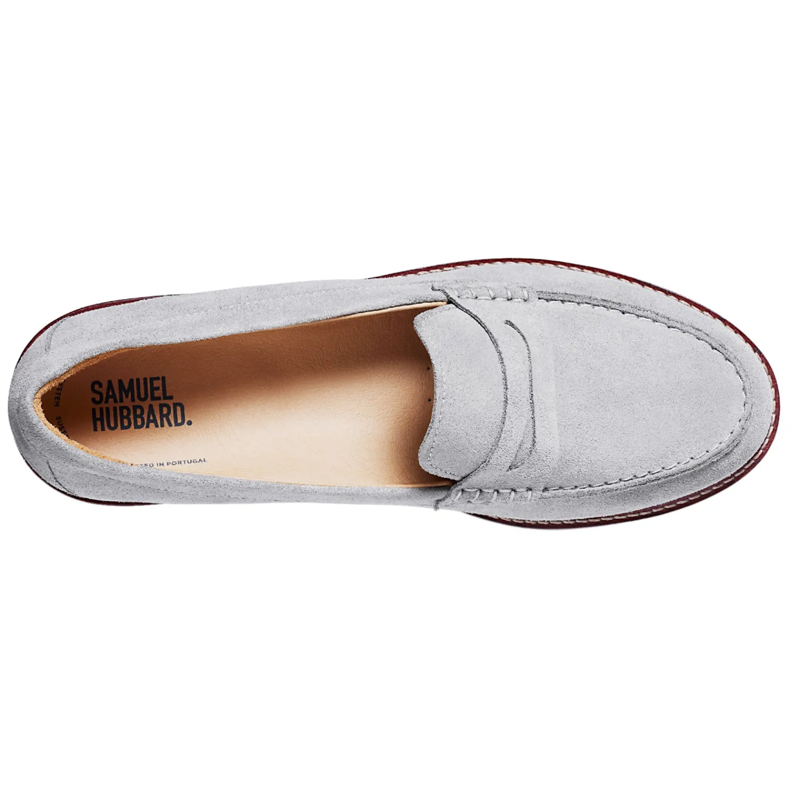 Samuel Hubbard Slip-On Shoes|Women's , Tailored Traveler Loafer Light Grey Suede