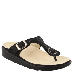 SAS Sandals|Women's , Sanibel T-Strap Slide Sandal Black Snake