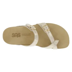 SAS Sandals|Women's , Shelly Toe Loop Slide Sandal Soft Gold