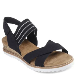 Skechers Sandals|Women's , BOBS Desert Kiss - Shore Enough Sandal Black