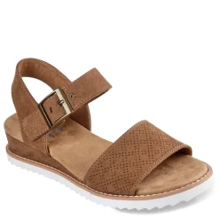 Skechers Wedges|Women's , BOBS Desert Kiss - Serendipitous Sandal Chestnut