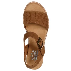 Skechers Wedges|Women's , BOBS Desert Kiss - Serendipitous Sandal Chestnut