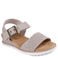 Skechers Wedges|Women's , BOBS Desert Kiss - Serendipitous Sandal Taupe
