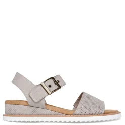 Skechers Wedges|Women's , BOBS Desert Kiss - Serendipitous Sandal Taupe