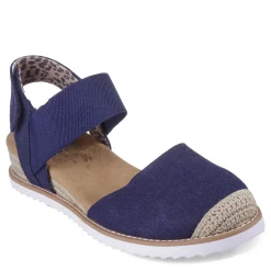 Skechers Wedges|Women's , BOBS Desert Kiss - Sun Shining Sandal Navy