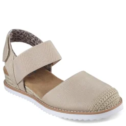 Skechers Wedges|Women's , BOBS Desert Kiss - Sun Shining Sandal Natural