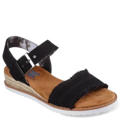 Skechers Wedges|Women's , BOBS Desert Kiss - Adobe Princess Sandal Black