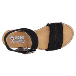 Skechers Wedges|Women's , BOBS Desert Kiss - Adobe Princess Sandal Black