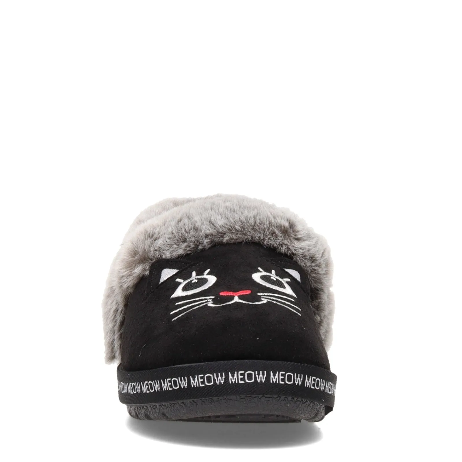 Skechers Slippers|Women's , BOBS Too Cozy - Meow Pajamas Slipper - Wide Width Black