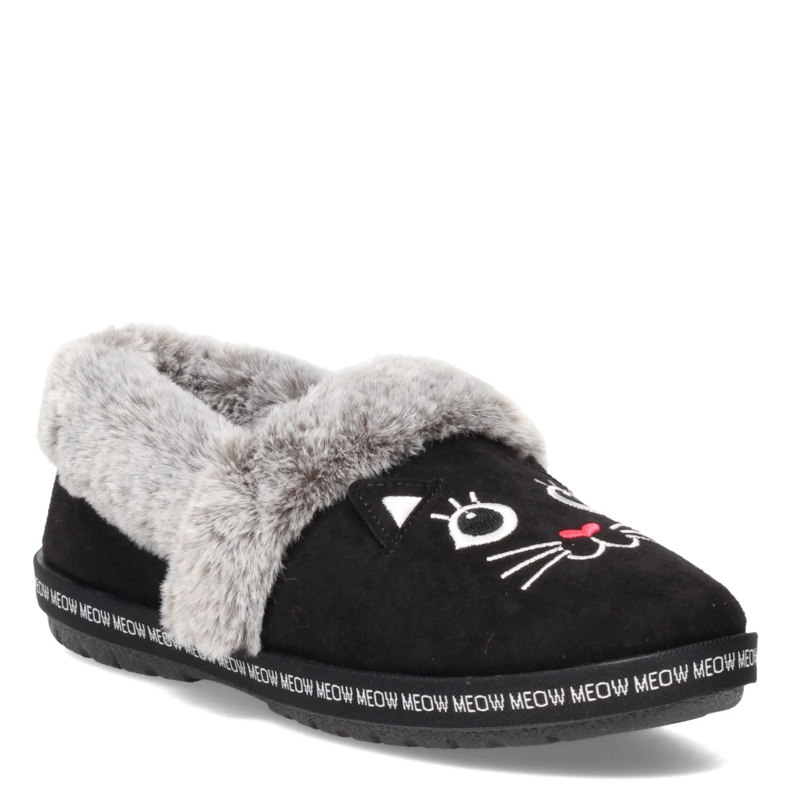 Skechers Slippers|Women's , BOBS Too Cozy - Meow Pajamas Slipper Black