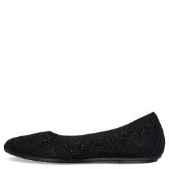 Skechers Flats|Women's , Cleo 2.0 - Glitzy Daze Flat Black/Black Sparkle