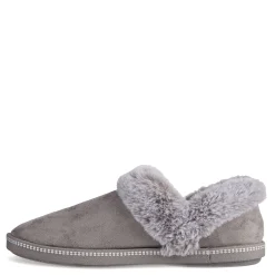 Skechers Slippers|Women's , Cozy Campfire Fresh Toast Slipper - Wide Width Charcoal