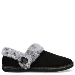 Skechers Slippers|Women's , Cozy Campfire Fresh Toast Slipper - Wide Width Black
