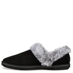 Skechers Slippers|Women's , Cozy Campfire Fresh Toast Slipper - Wide Width Black