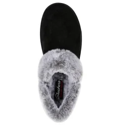 Skechers Slippers|Women's , Cozy Campfire Fresh Toast Slipper - Wide Width Black