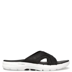 Skechers Sandals|Women's , GO WALK 6 Sandal - Beach View Sandal Black / White