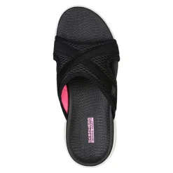 Skechers Sandals|Women's , GO WALK 6 Sandal - Beach View Sandal Black / White
