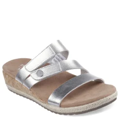 Skechers Wedges|Women's , Martha Stewart: Breezie - Shiny Luster Sandal Silver