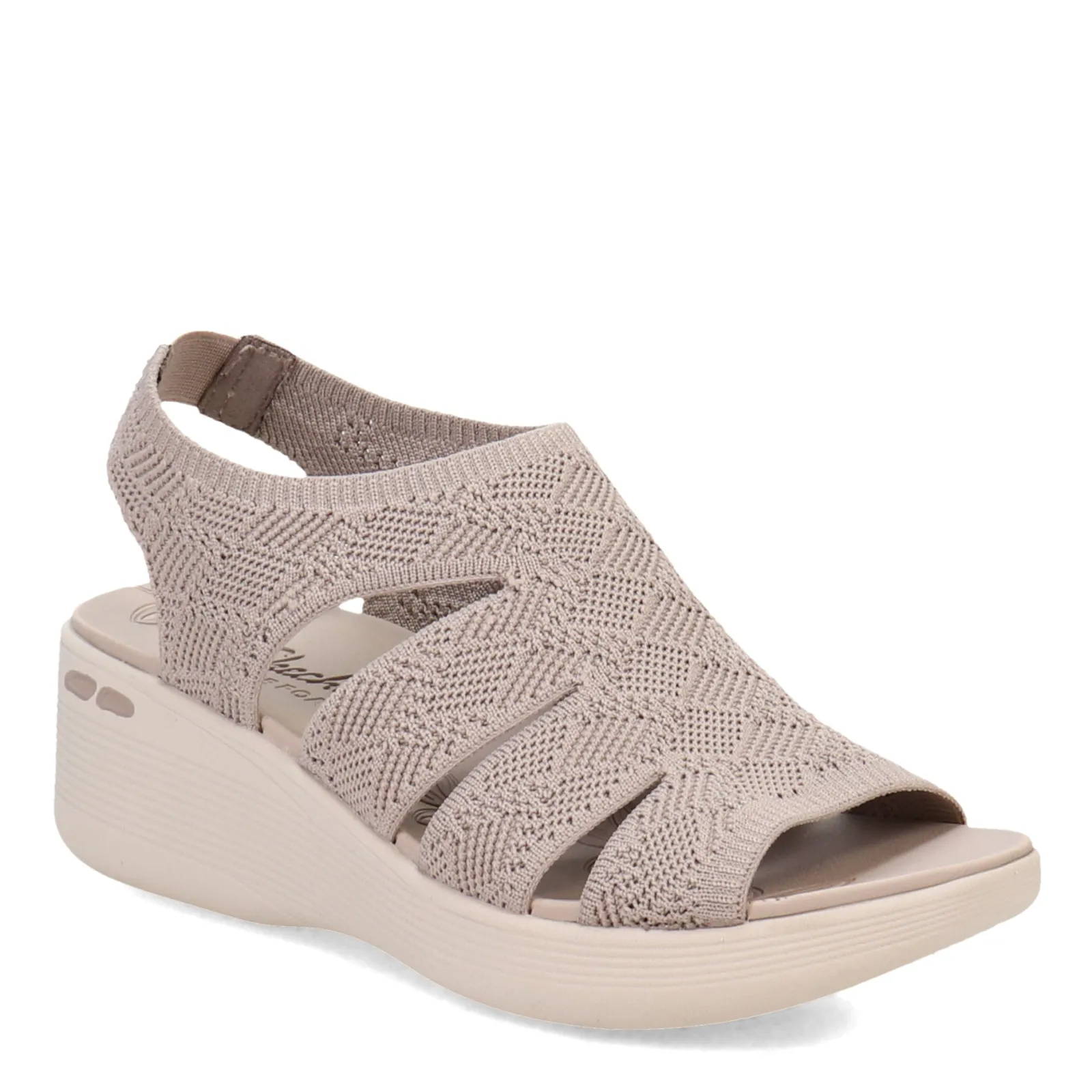 Skechers Wedges|Women's , Pier Lite - Crochet Sandal Taupe