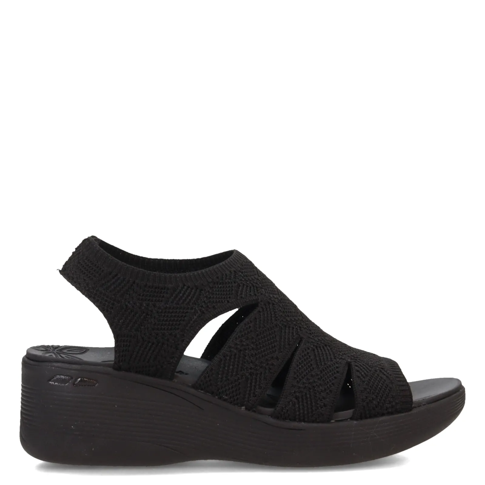Skechers Wedges|Women's , Pier Lite - Crochet Sandal Black/Black
