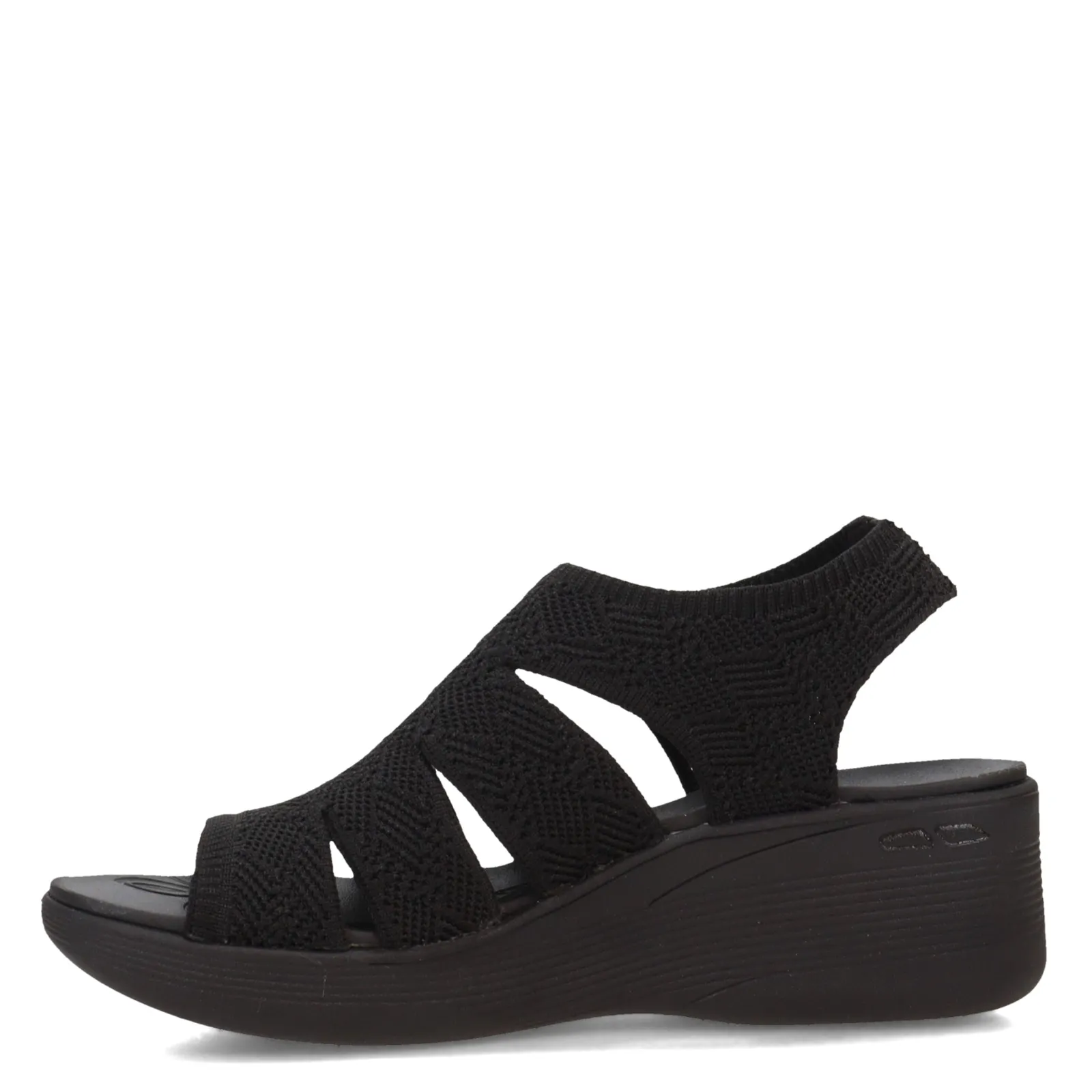 Skechers Wedges|Women's , Pier Lite - Crochet Sandal Black/Black