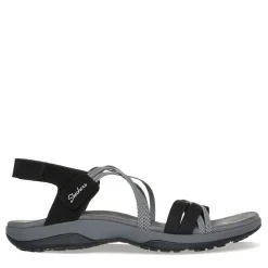Skechers Sandals|Women's , Reggae Slim - Takes Two Sandal - Wide Width Black/Charcoal