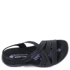 Skechers Sandals|Women's , Reggae Slim - Simply Stretch Sandal Black