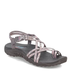Skechers Sandals|Women's , Reggae Strappy Sling Sandal Gray