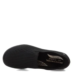 Skechers Flats|Women's , Relaxed Fit: Arch Fit Reggae Cup - For Fun Slip-On Solid Black