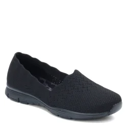 Skechers Slip-On Shoes|Women's , Seager - Stat Flat - Wide Width Black/Black