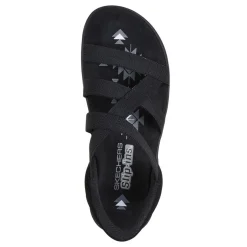 Skechers Sandals|Women's , Slip-ins: Reggae Slim - Stretch Flex Sandal Black/Black