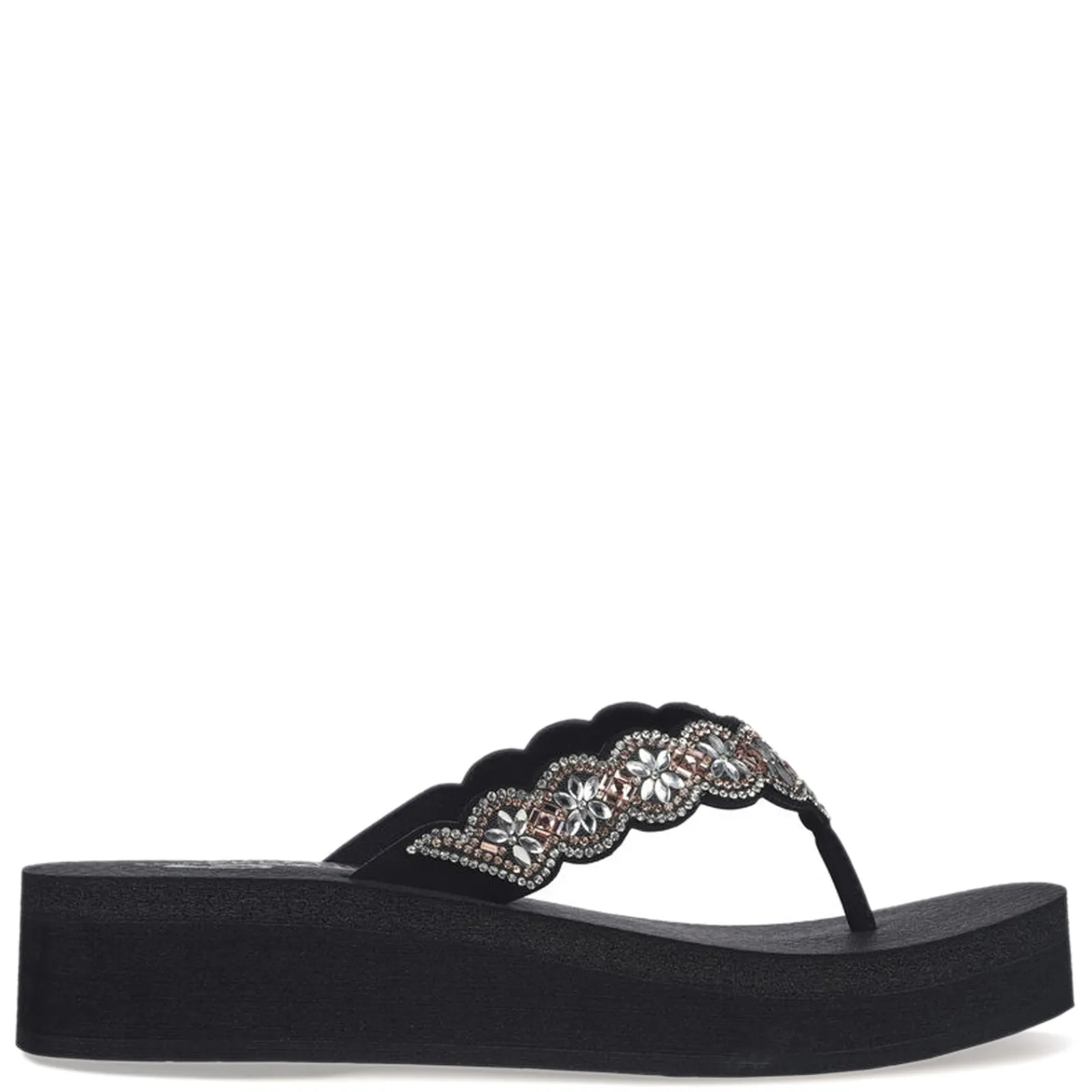 Skechers Wedges|Women's , Vinyasa - Happy Spring Sandal Black