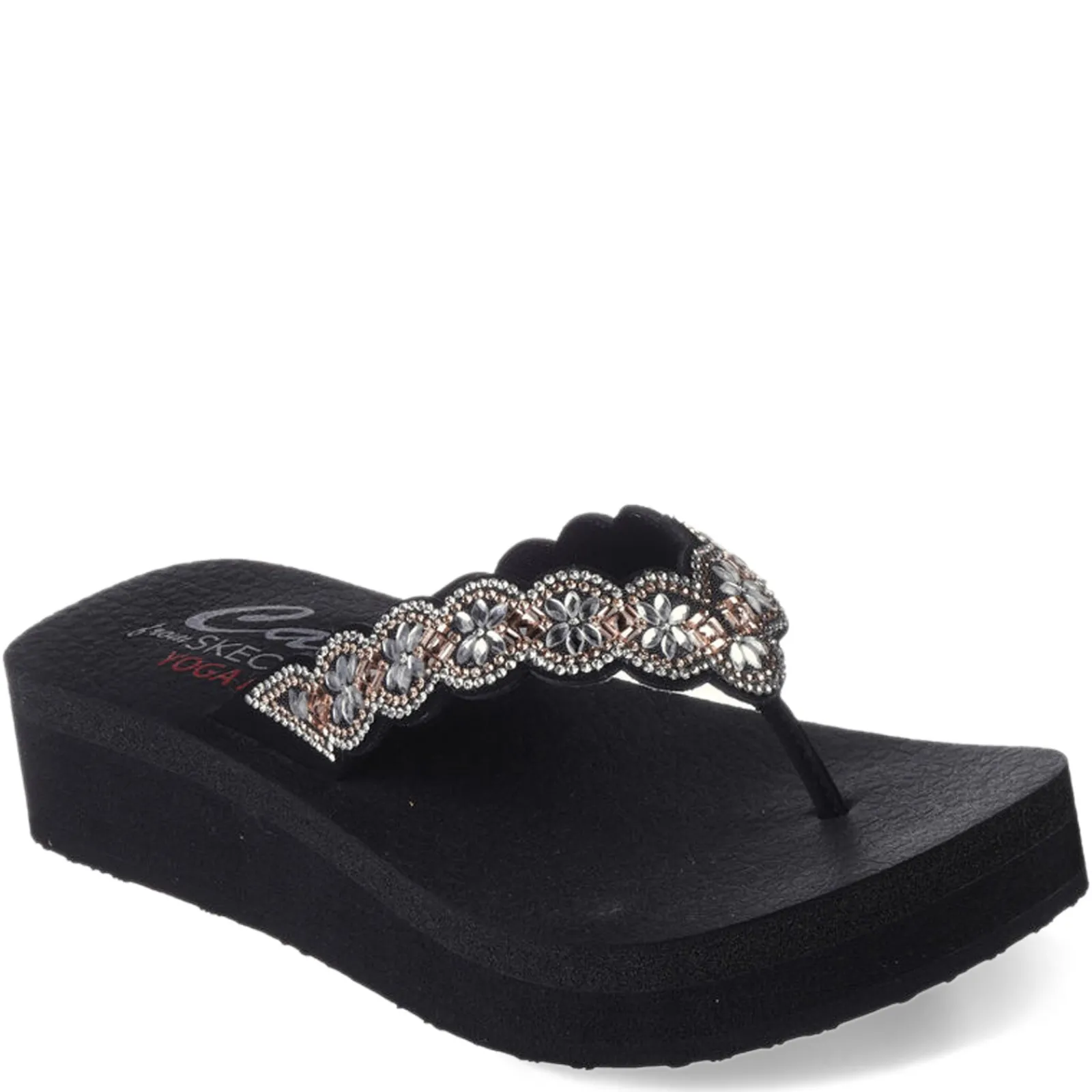 Skechers Wedges|Women's , Vinyasa - Happy Spring Sandal Black