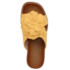 SOUL Naturalizer Sandals|Women's , Joyful Slide Amber Glow Faux Leather