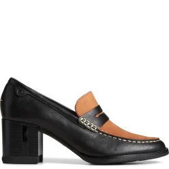 Sperry Loafers|Women's , Seaport Two-Tone Penny Pump Black / Tan