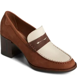 Sperry Loafers|Women's , Seaport Two-Tone Penny Pump Brown / Cream