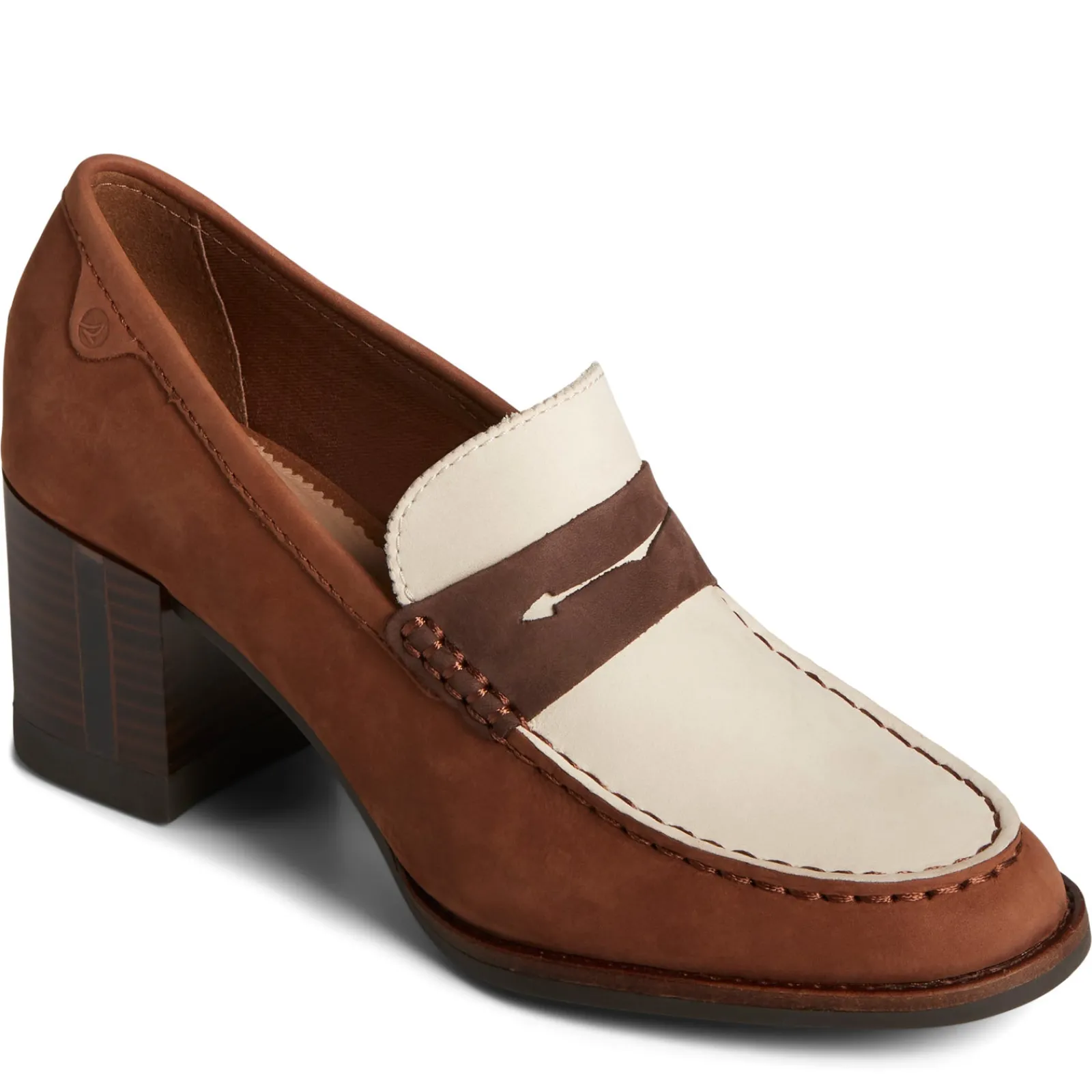 Sperry Loafers|Women's , Seaport Two-Tone Penny Pump Brown / Cream