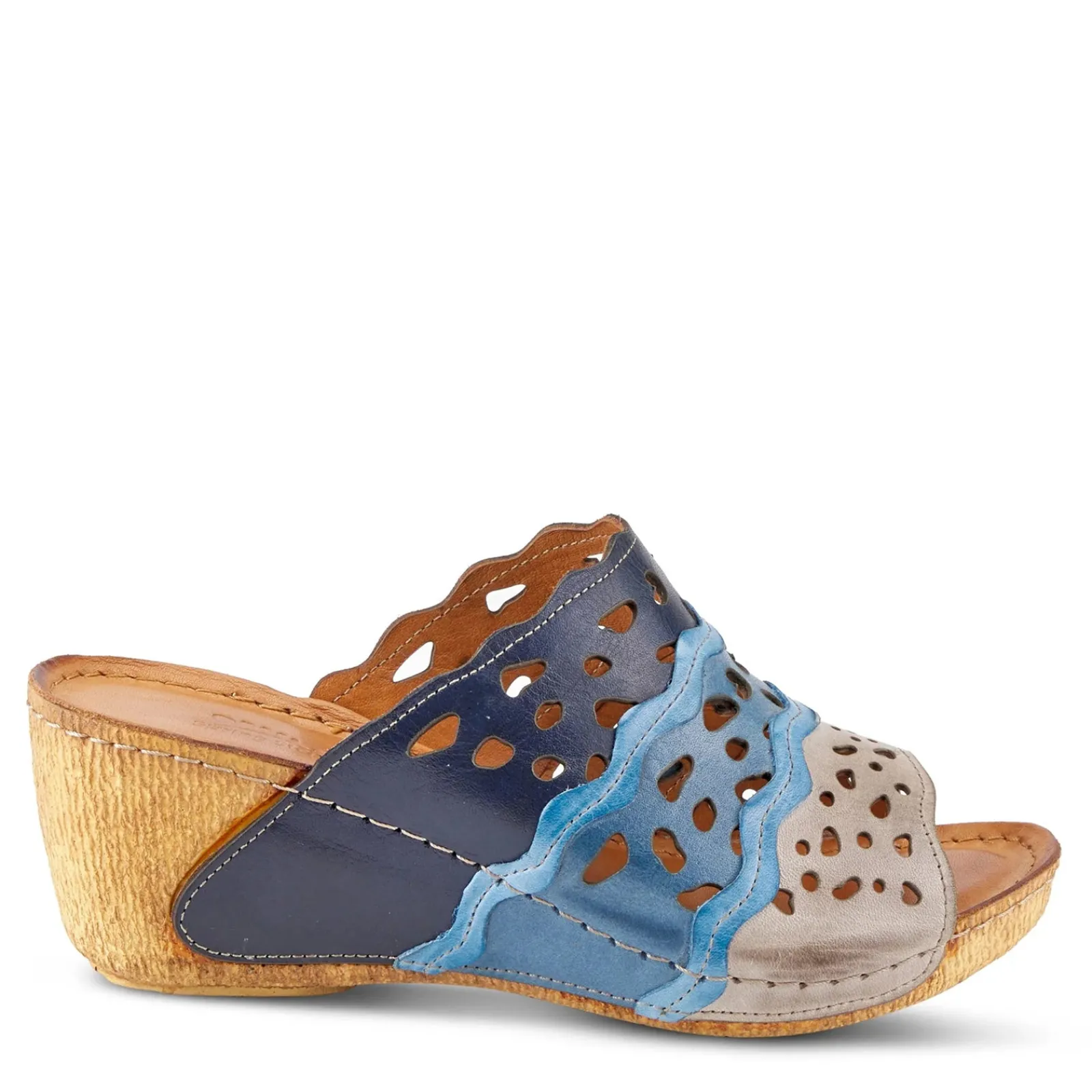 Spring Step Wedges|Women's , Footy Sandal Blue Multi