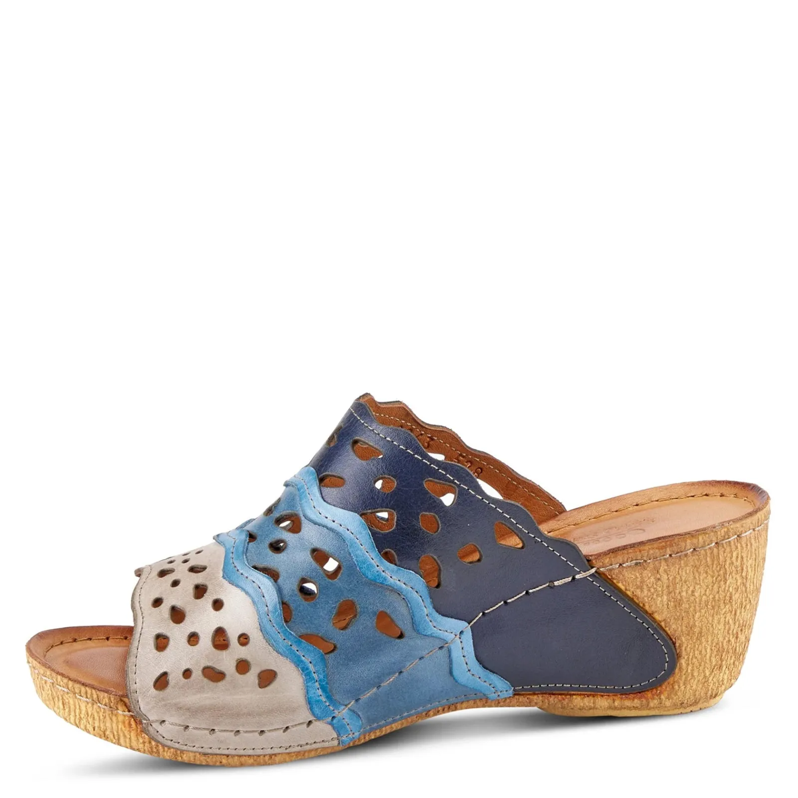 Spring Step Wedges|Women's , Footy Sandal Blue Multi