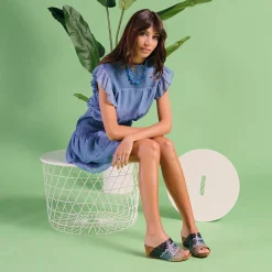 Spring Step Wedges|Women's , Footy Sandal Blue Multi