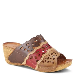 Spring Step Wedges|Women's , Footy Sandal Brown Multi